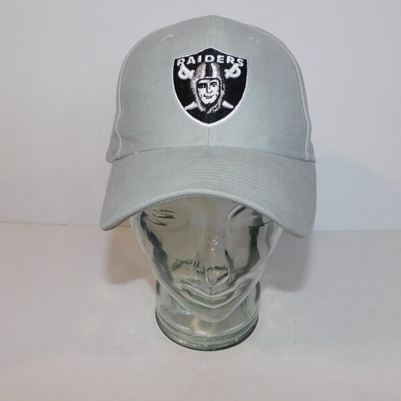 Reebok NFL Oakland Las Vegas RAIDERS Gray Strapback Cap Hat Raised Logo - Picture 11 of 11